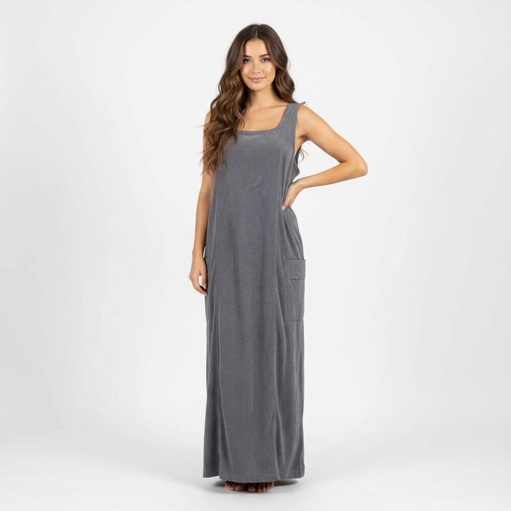 White Stag Steel Gray Brushed Maxi Tank Maxi Dress Cargo Pockets XL Y2K Casual